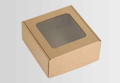 Slika Poklon kutija smeđa 15x15x7cm s prozorčićem