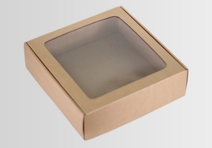 Slika Poklon kutija smeđa 25x25x7.5cm s prozorčićem